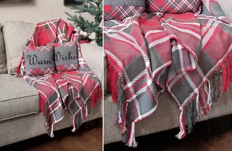 Red Plaid Woven Throw