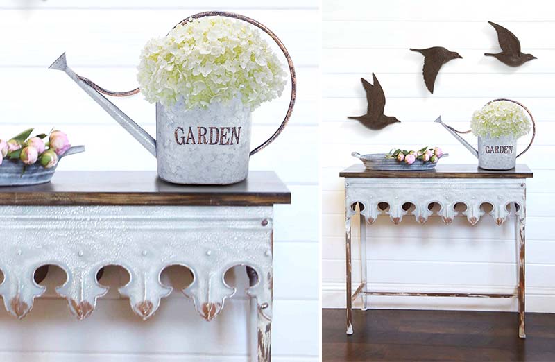 Galvanized Garden Watering Can Decor