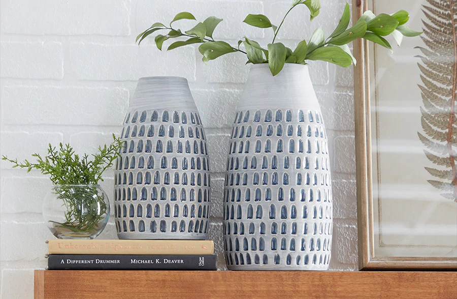 Textured Ceramic Vases, Set of 2