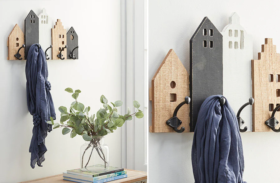 Wooden City Skyline Wall Hooks
