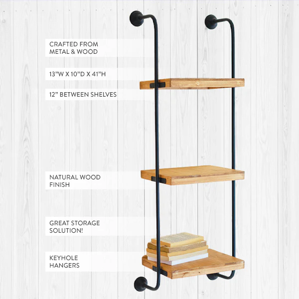 Three Tier Wall Ladder Shelf