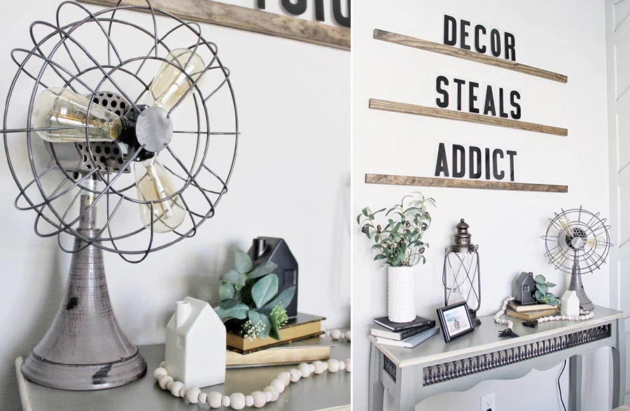 Antique Grey Metal Fan Light