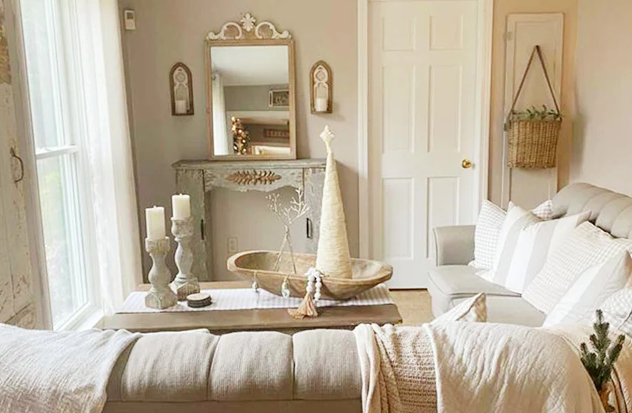 Ornate Distressed Mantel with Storage