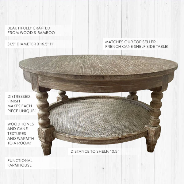 Round Cane Coffee Table