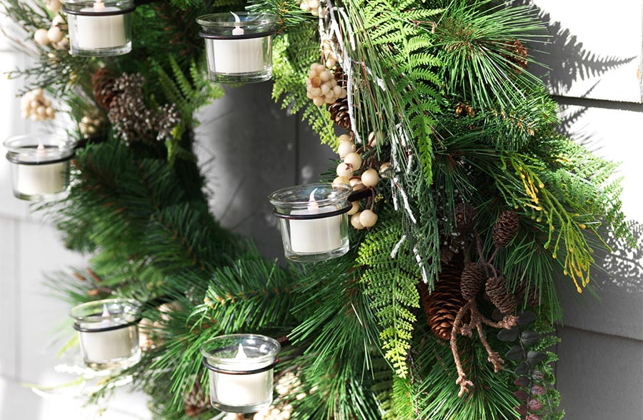 Wreath Votive Candle Holders, Set of 2