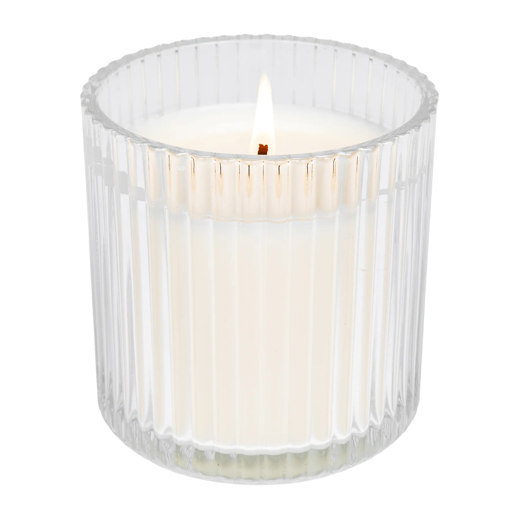 Farmhouse Fluted Soy Candle - Ribbed Glass Jar - 12 oz