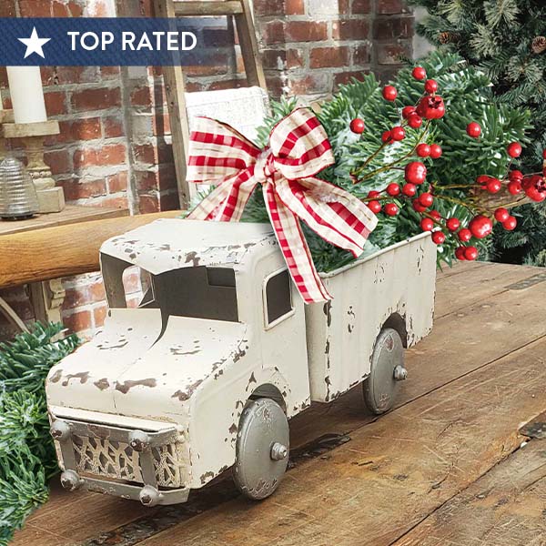 Distressed White Truck Planter