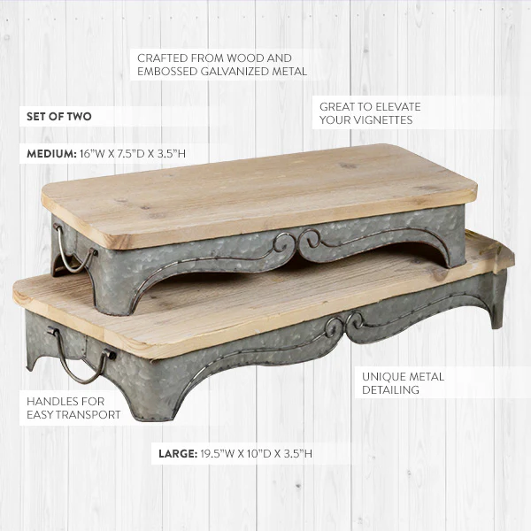 Scalloped Tray Risers, Set of 2