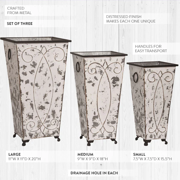 Aged Charm Tapered Tall Planters, Set of 3