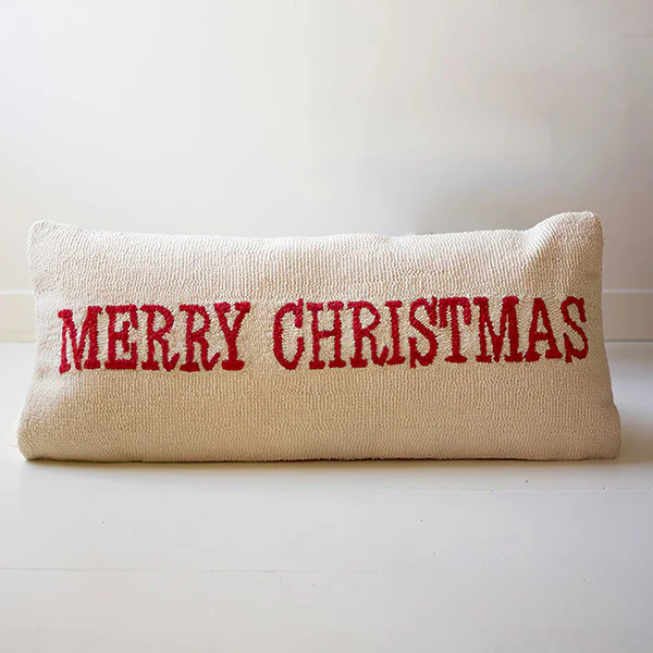 Merry Christmas Hand Hooked Pillow