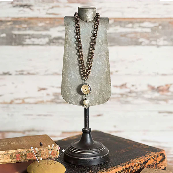 Distressed Metal Tabletop Jewelry Display