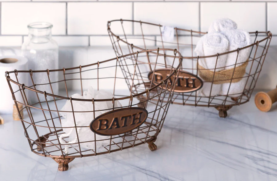 Copper Colored Wire Baskets, Set of 2 - Pick Your Style