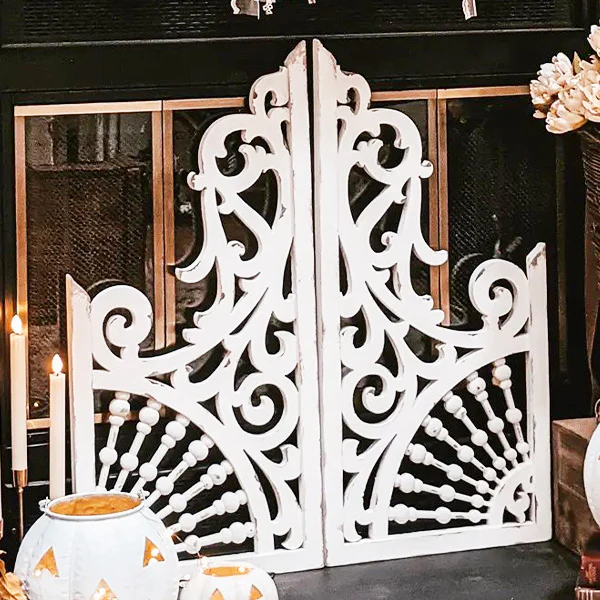 2 Piece Carved Architectural Wood Wall Decor