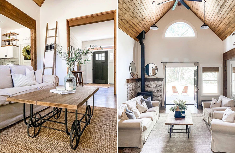 Wooden Factory Cart Coffee Table