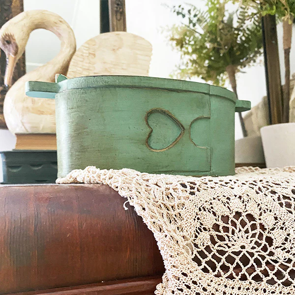 Green Folk Art Bentwood Box