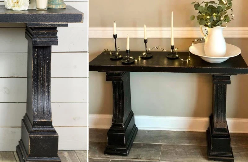 Distressed Black Wooden Console Table