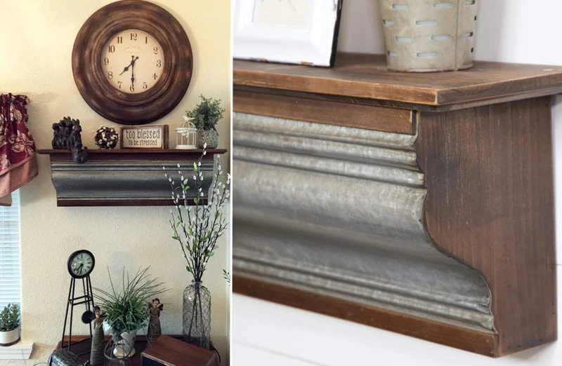 LARGE Galvanized Metal and Wood Shelf