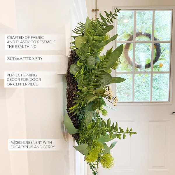 Premium Lifelike Eucalyptus and Berry Wreath