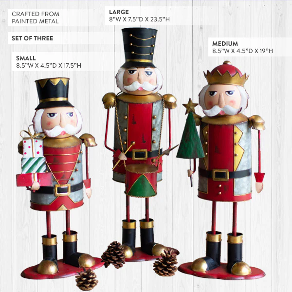 Merry Metal Nutcrackers, Set of Three