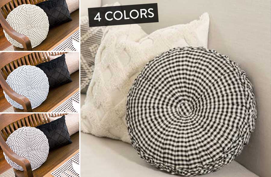 Gingham Pleated Pillow, Pick Your Color