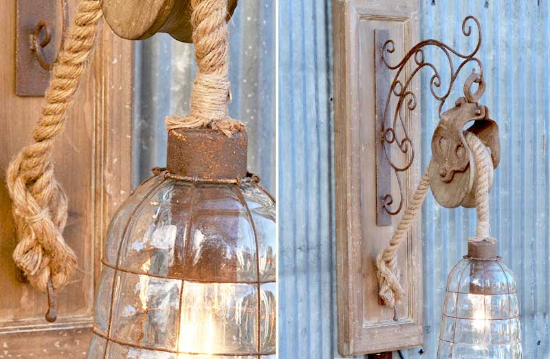 Rustic Pendant Pulley Light
