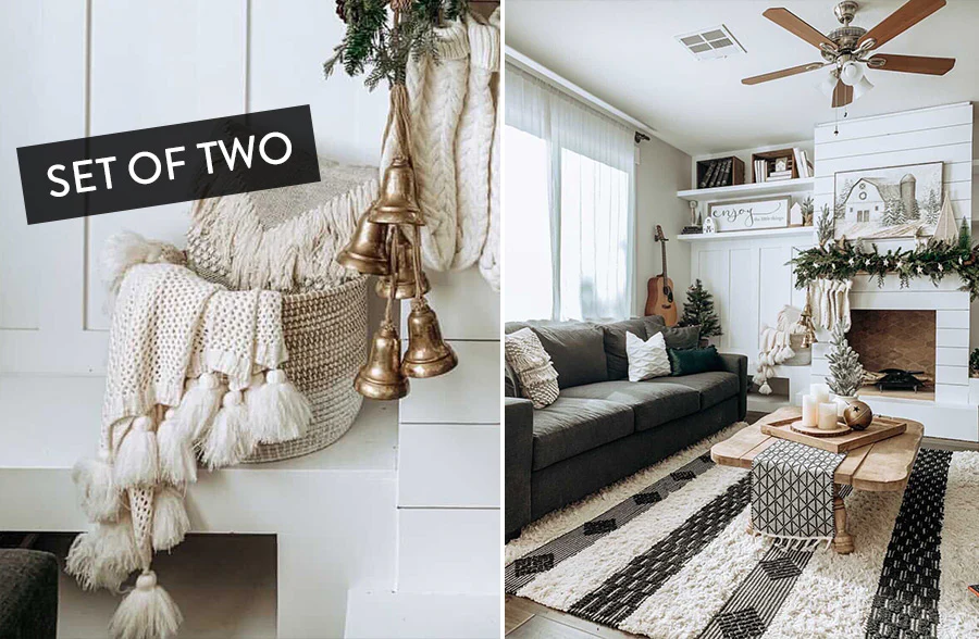 Two-Toned Seagrass Baskets with Handles, Set of 2