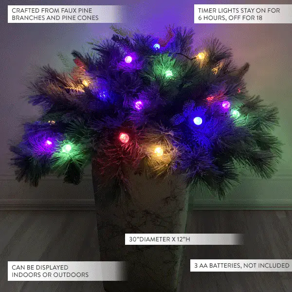 Faux Pine LED Centerpiece with Timer