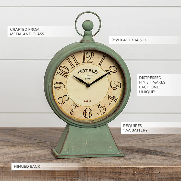 Aged Green Tabletop Clock
