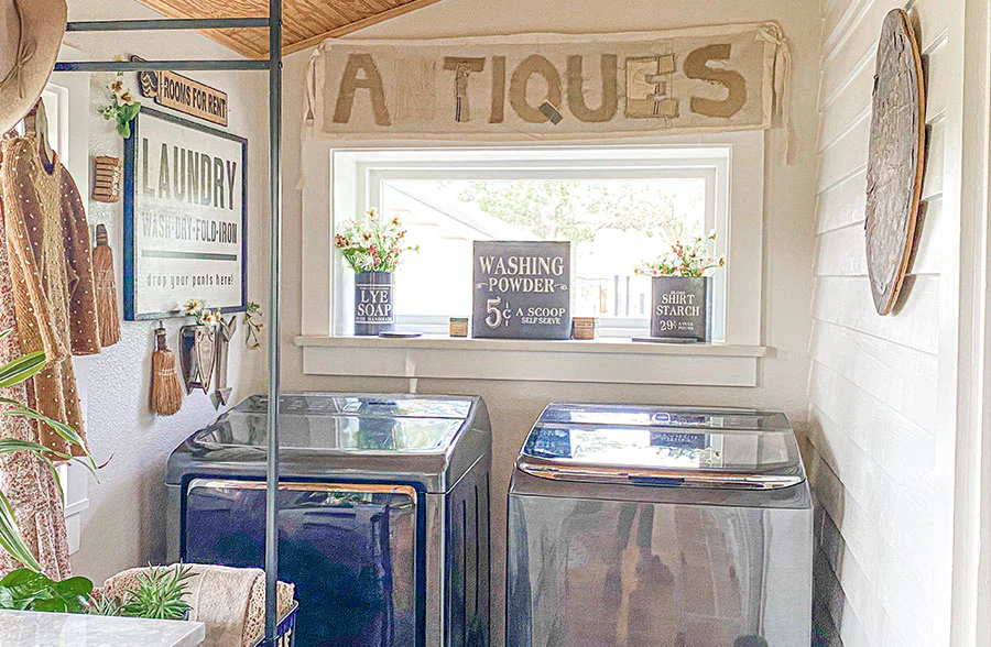 Wooden Laundry Typography Sign