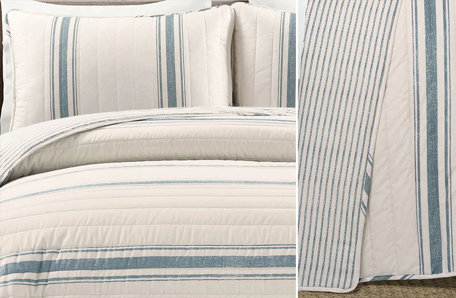 Reversible Striped 3 Piece Bedding Set, Pick Your Color/Size