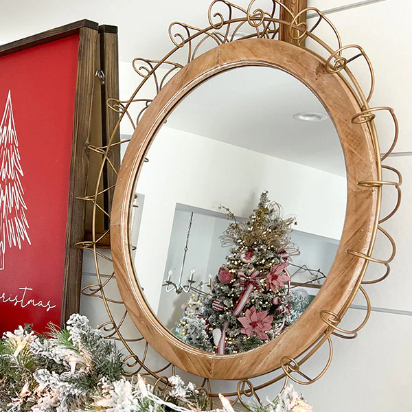 Wooden Sunflower Framed Mirror