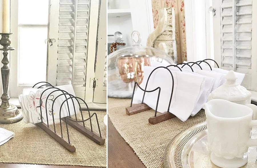 Primitive Rustic Metal Mail Holder, Set of 2