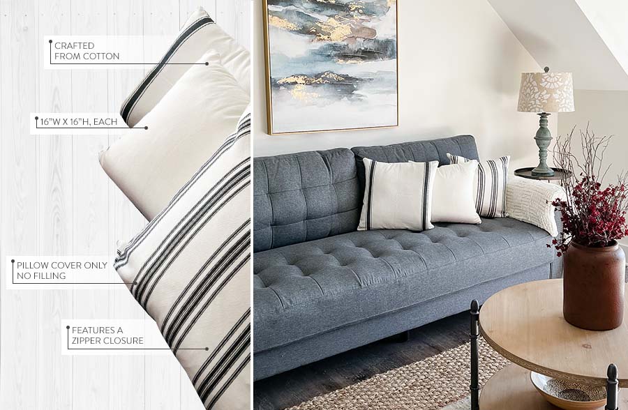 Mudcloth Striped Pillow Covers, Set of 3