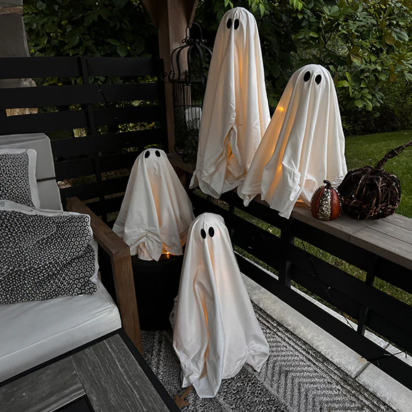 Light Up LED Ghosts with Timer, Set of Two, Choose Your Size