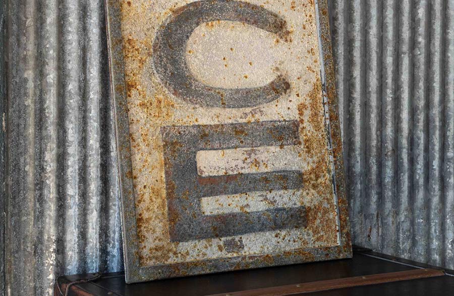 Aged Metal Ice Sign