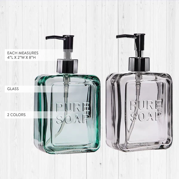 Embossed Glass Soap Pumps, Set of 2