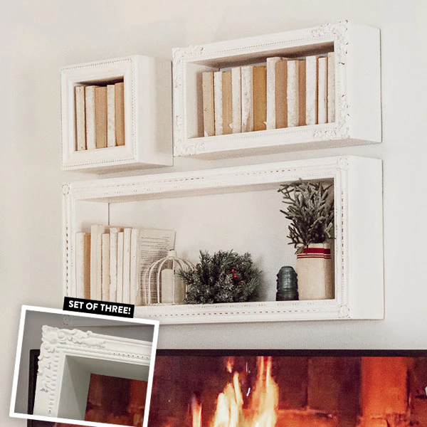 Vintage Inspired Hand Carved Display Shelves, Set of 3