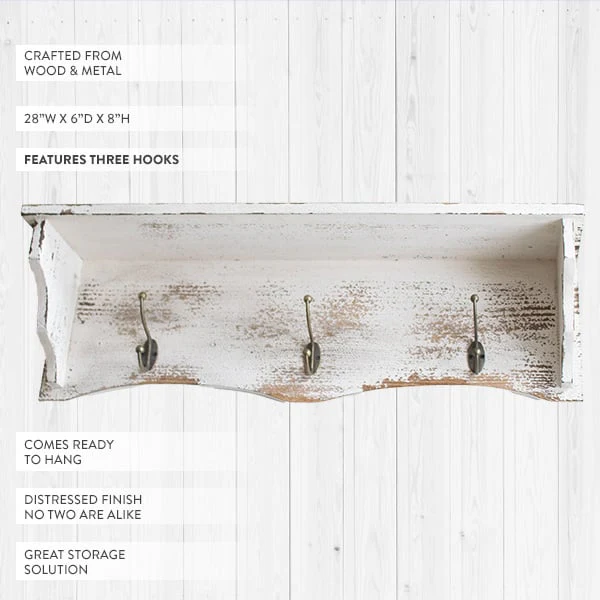 Shelf with Hooks | Victorian Cottage Farmhouse