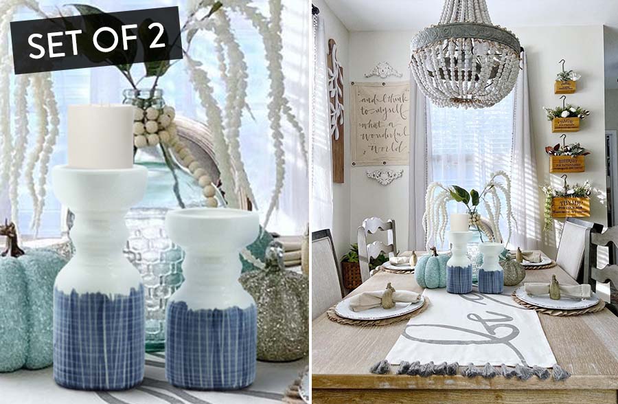 Two-Toned Terra Cotta Candle Holders, Set of 2