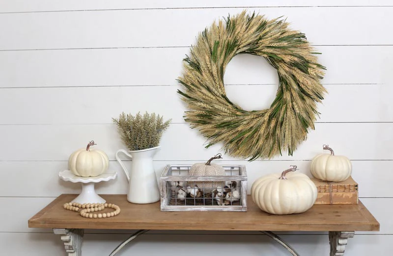 Wheat & Green Cycas Leaf Wreath