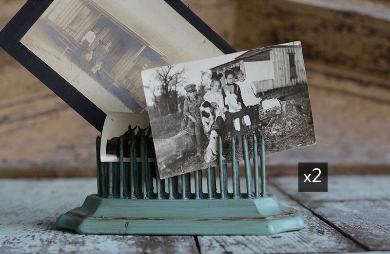 Antique Blue Photo Display  Set of 2