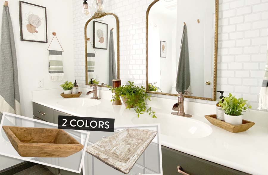 Rectangular Wooden Dough Bowl Tray, Pick Your Color