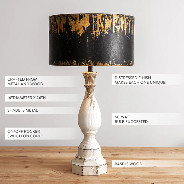 Paint Splatter Shade Weathered End Table Lamp
