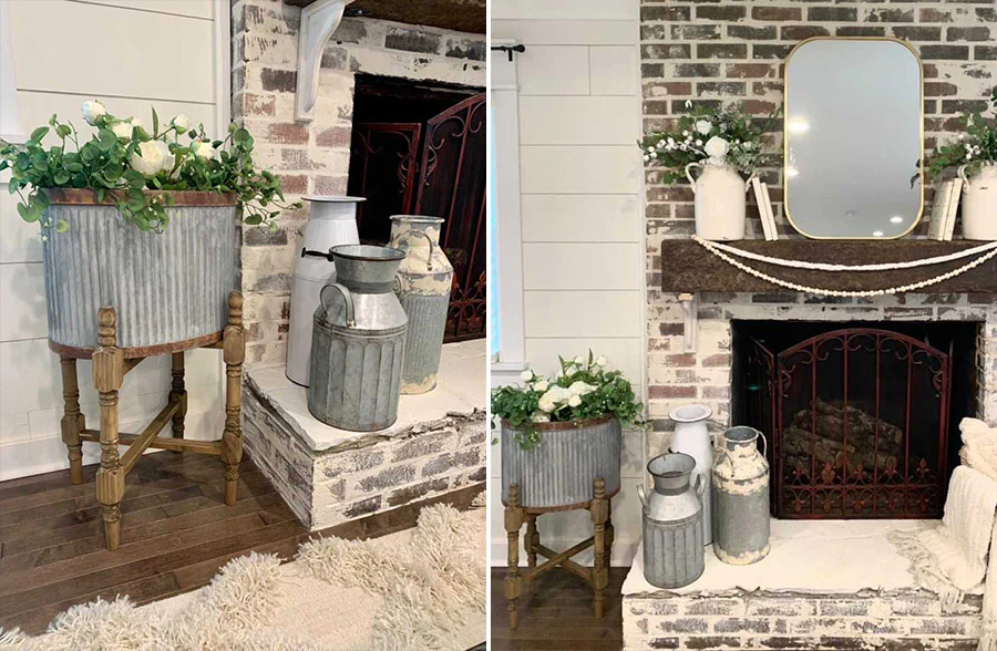 30 Inch High Corrugated Metal Planter and Spindle Stand