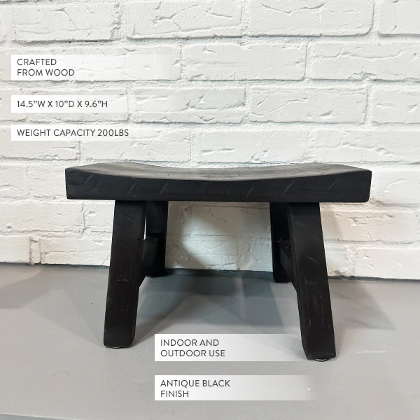 Antique Replica Black Wooden Step Stool