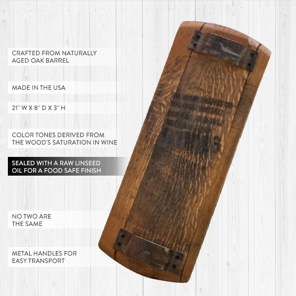 Bourbon Barrel Tray | Charcuterie Serving Board | Made in the USA
