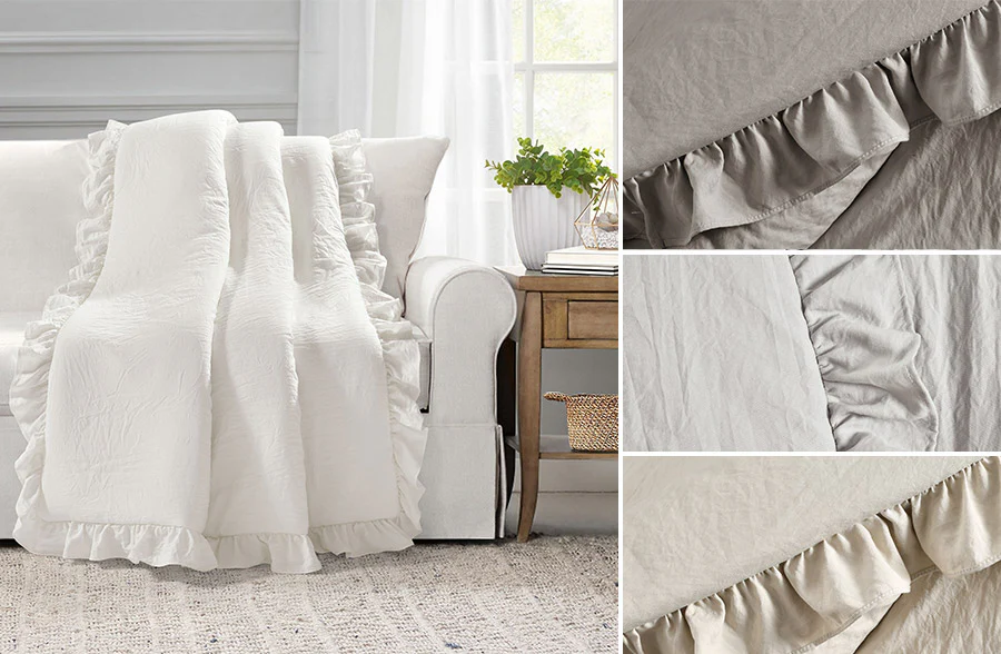 Ruffle Edge Throw Blanket, Pick Your Color