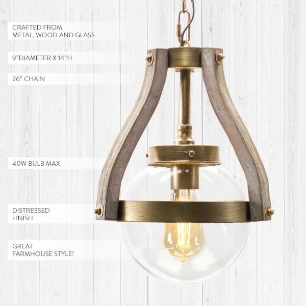 Contrasting Wood and Brushed Metal Pendant Light