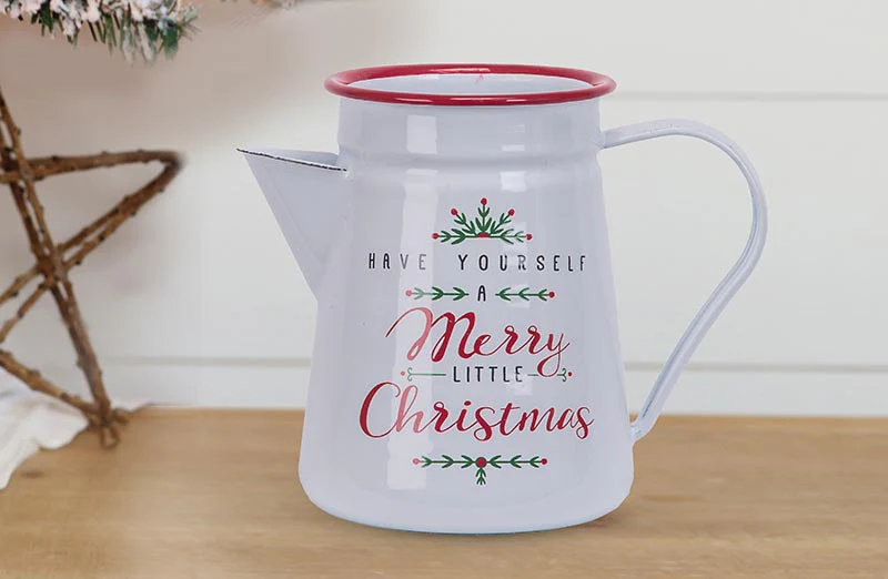 Merry Little Christmas Enamel Pitcher