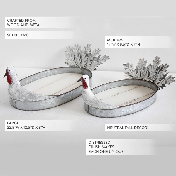 Metal Turkey Platter, Set of 2